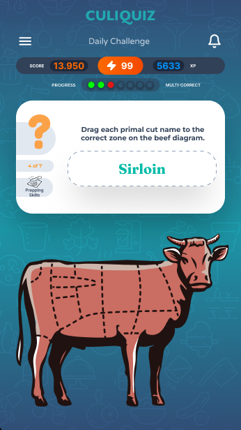 Een sleepvraag in de CuliQuiz-app: welk deel van het rund is dit?