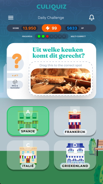 Een spelvraag in de CuliQuiz-app: uit welke keuken komt dit gerecht?