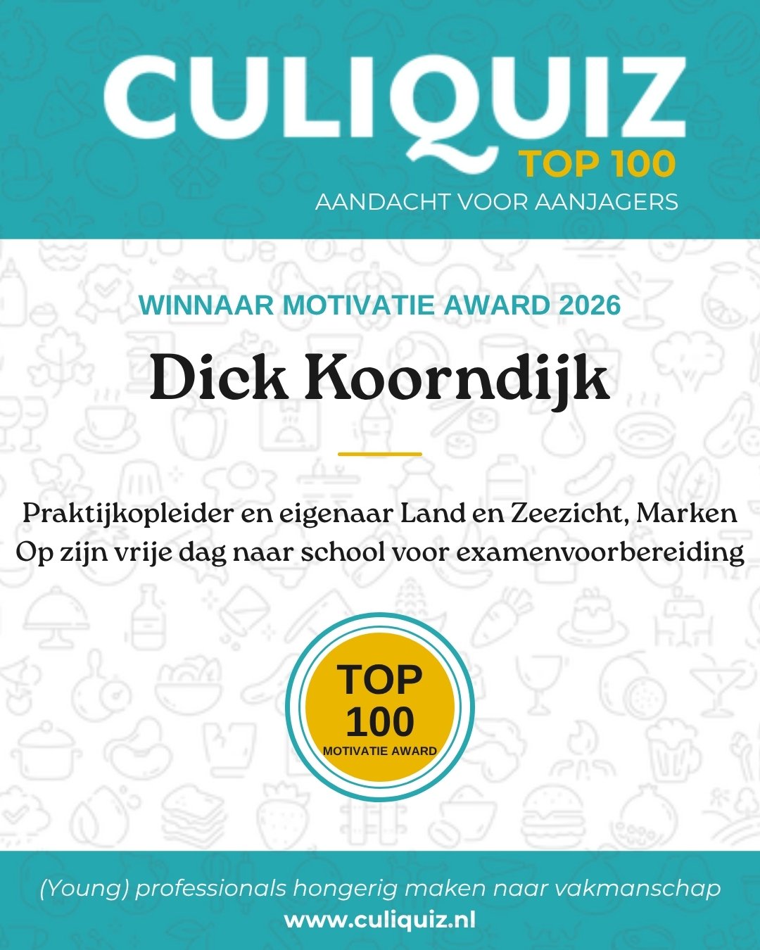 Winnaar Motivatie Award 2026: Dick Koorndijk, Praktijkopleider en eigenaar Land en Zeezicht, Marken