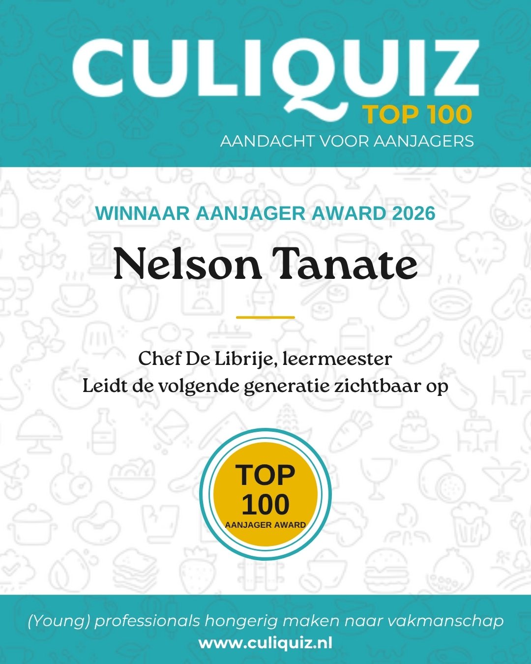 Winnaar Aanjager Award 2026: Nelson Tanate, Chef De Librije, leermeester