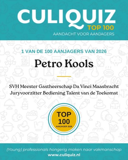 CuliQuiz Top 100 2026: Petro Kools, SVH Meester Gastheerschap Da Vinci Maasbracht