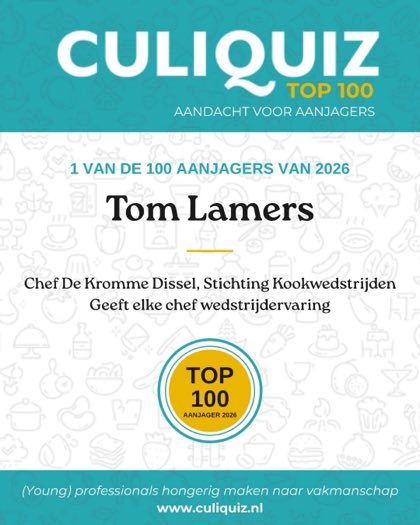CuliQuiz Top 100 2026: Tom Lamers, Chef De Kromme Dissel, Stichting Kookwedstrijden