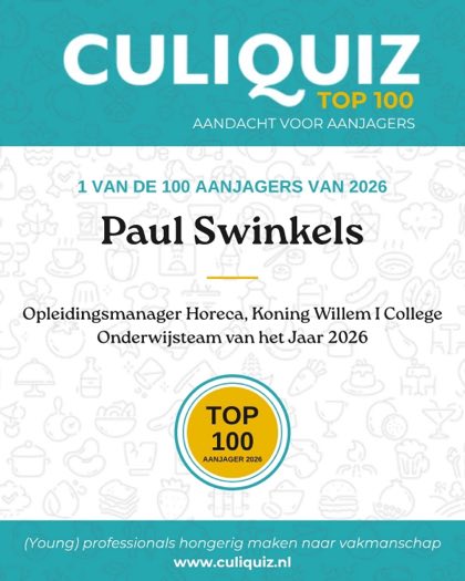 CuliQuiz Top 100 2026: Paul Swinkels, Opleidingsmanager Horeca, Koning Willem I College