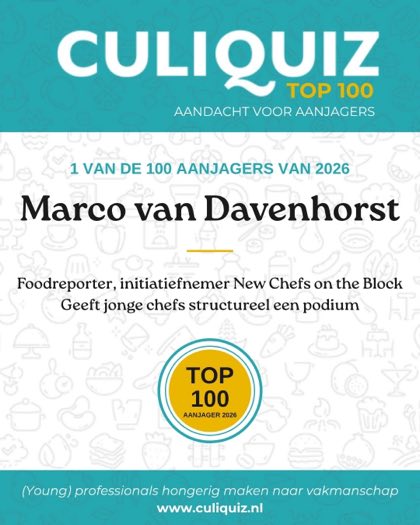 CuliQuiz Top 100 2026: Marco van Davenhorst, Foodreporter, initiatiefnemer New Chefs on the Block