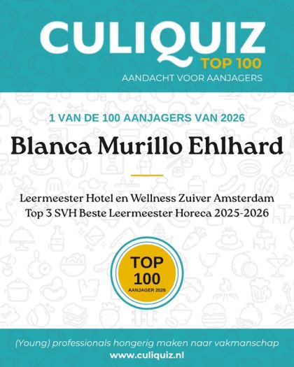 CuliQuiz Top 100 2026: Blanca Murillo Ehlhard, Leermeester Hotel en Wellness Zuiver Amsterdam