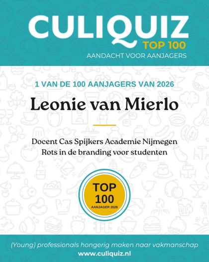 CuliQuiz Top 100 2026: Leonie van Mierlo, Docent Cas Spijkers Academie Nijmegen